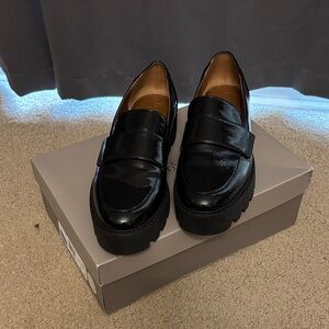 Franco Sarto Black Patent Leather Loafers